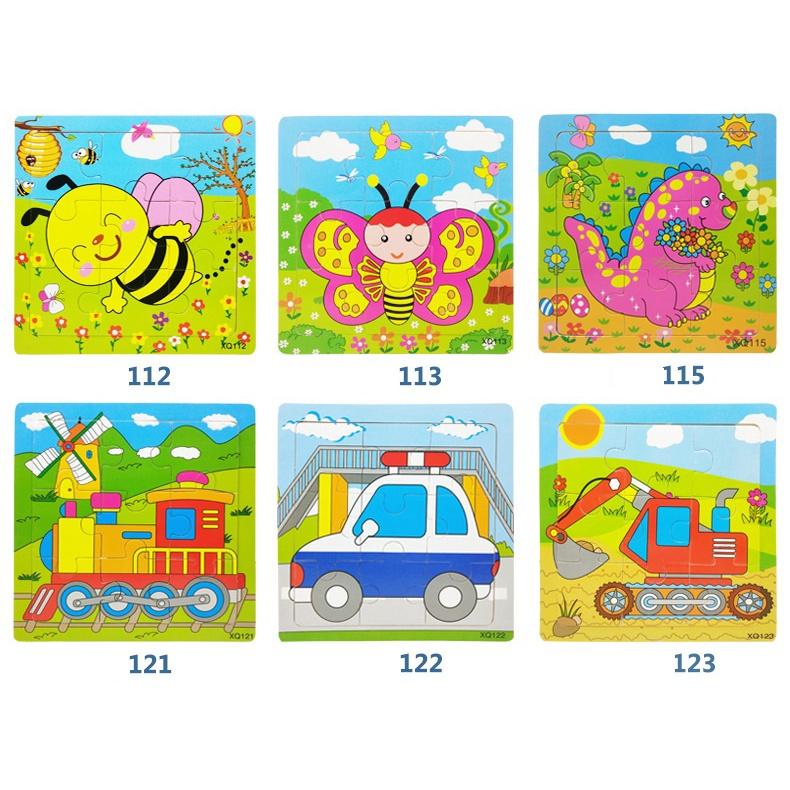 Đồ chơi tranh ghép hình gỗ puzzle 9 mảnh 15*15cm - Bộ ghép hình - Tranh xếp hình- Bé luyện tập trung chú ý và vận động tinh cực tốt.