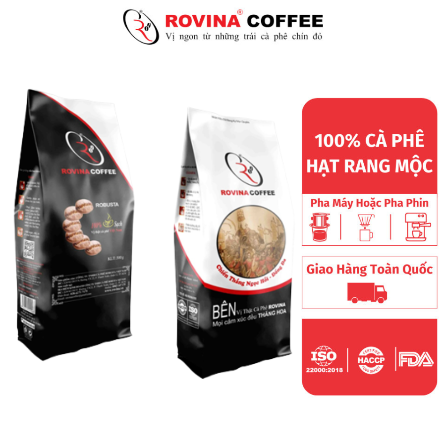 Cà Phê Robusta – Rang Xay - Pha Phin – 500gr Hương Vị Cân Bằng Mùi Thơm Nhẹ, Vị Êm Thương Hiệu Rovina Coffee