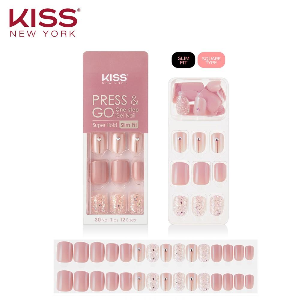 Bộ 30 Móng Tay Gel Tự Dán Press &amp; Go Kiss New York Nail Box - Pink Romance (KPNS17K)