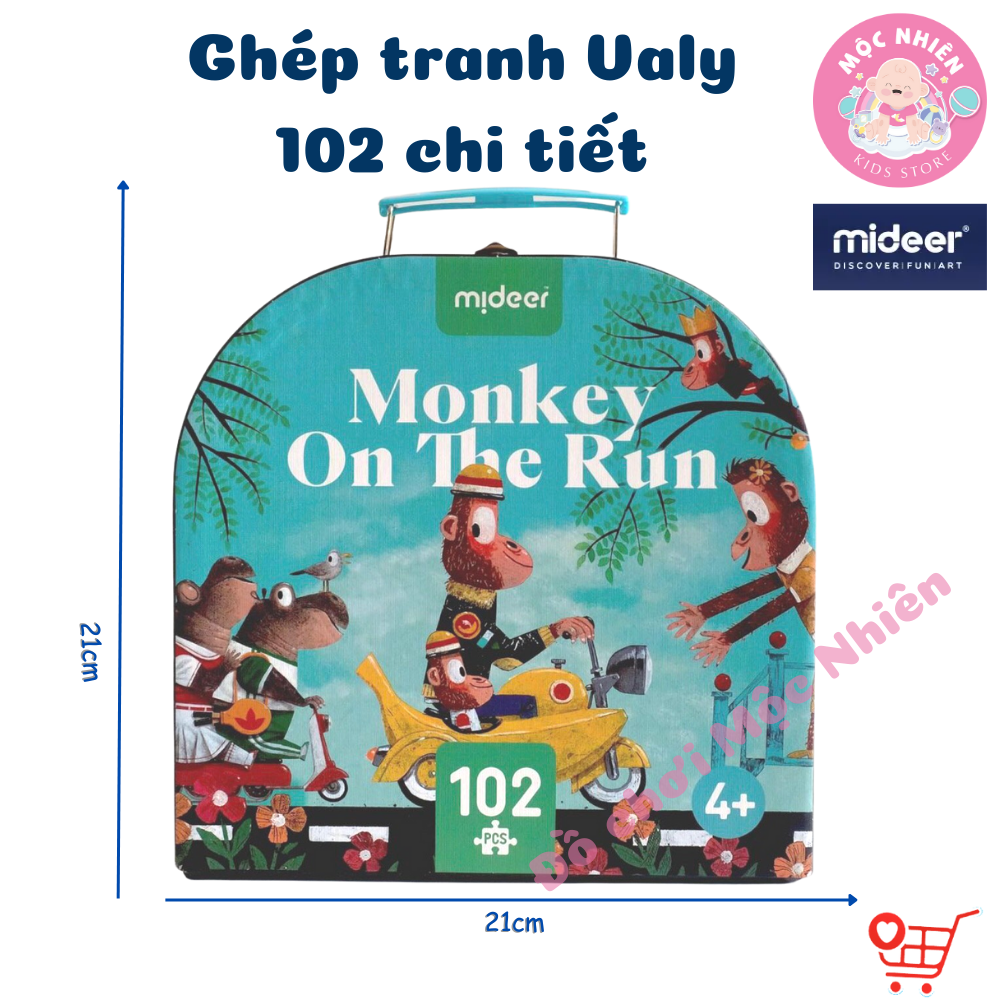 Đồ Chơi Xếp Hình Puzzle MIDEER Dạng Valy Xách Tay - Chủ đề Monkey on the Run Dành cho bé từ 4 tuổi
