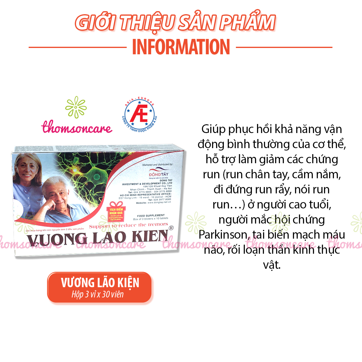 Vương Lão Kiện - Giảm run tay run chân ở người cao tuổi- Có tem tích điểm chính hãng Á Âu