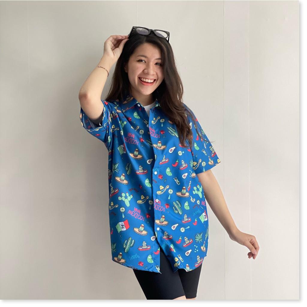 ÁO SƠ MI NỮ FORM RỘNG HOẠ TIẾT HOA LÁ CỰC ĐẸP , TƯƠI TẮN THỜI TRANG 1HITSTORE1