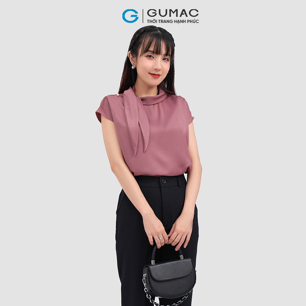 Áo kiểu GUMAC AC12031 nơ kiểu phối ngọc thanh lịch