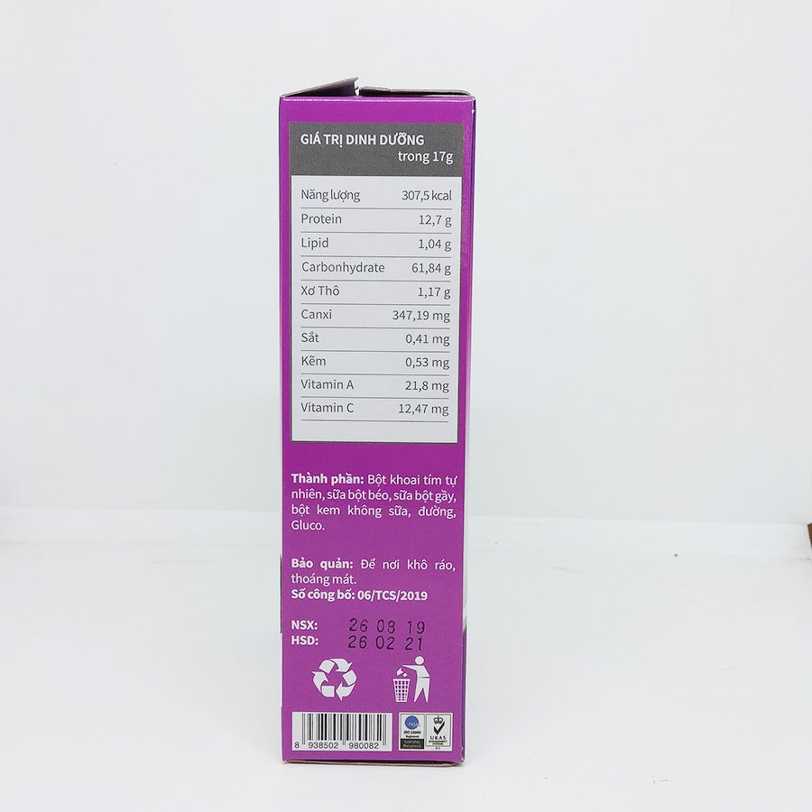 Bột Khoai Tím Latte Chính Sơn 180g (18g x 10 gói) - Hàng chính hãng, 100% tự nhiên