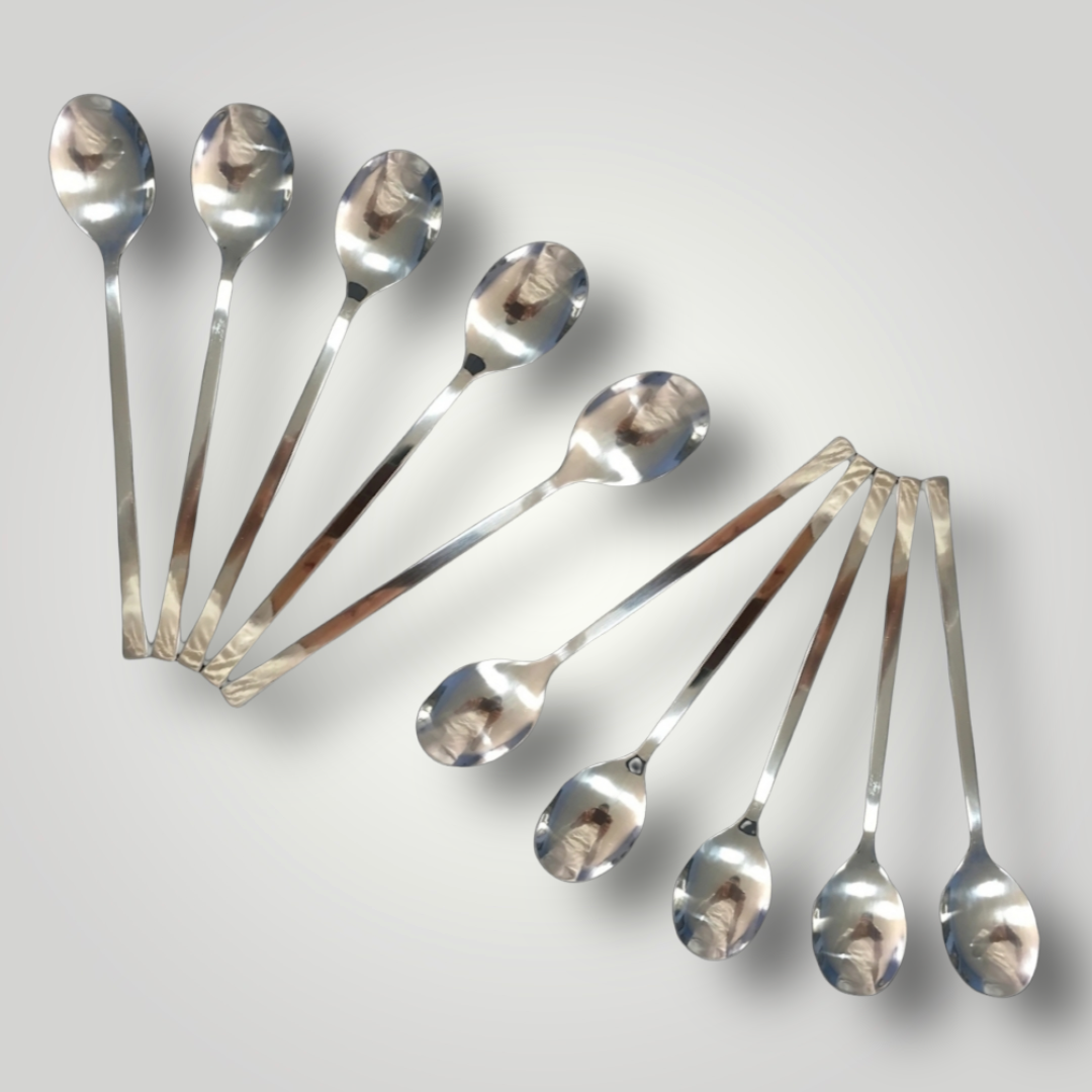 Combo bộ 10 muỗng/thìa ăn style Hàn Quốc, cán dài, inox