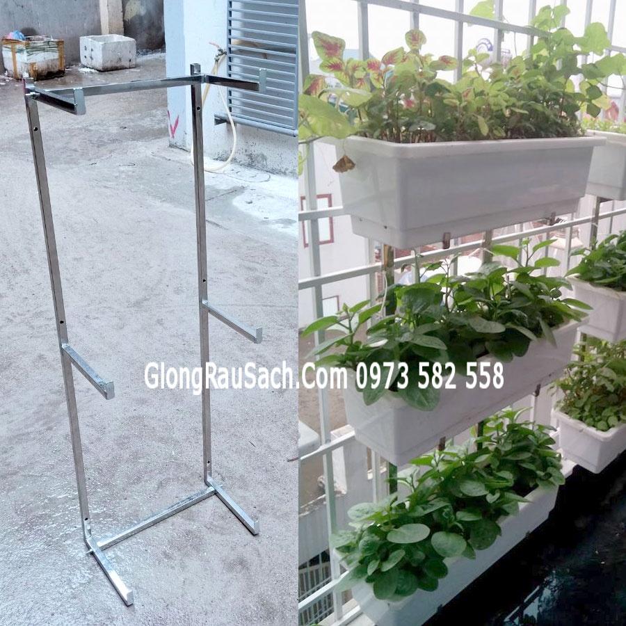 Kệ Trồng Rau 3 Tầng Ốp Tường Trồng Rau Trồng Hoa Thông Minh Cho Chậu Dài 67 và Chậu 48. Hàng lắp Ghép
