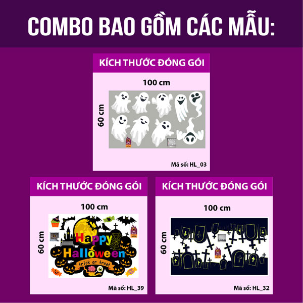 Decal trang trí Halloween 2020 combo nghĩa địa và hồn ma