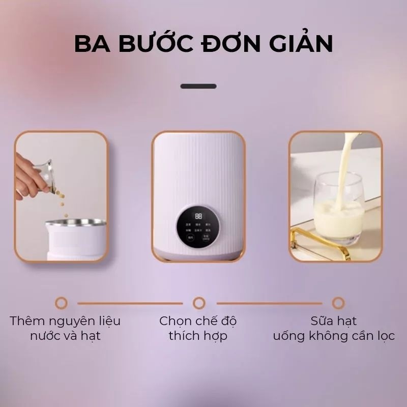 Máy Làm Sữa Hạt, Máy Nấu Sữa Hạt 800ml, 8 Chức Năng Xay Nấu Tiện Lợi, 600W Vân Phương Shop - Hàng Chính Hãng