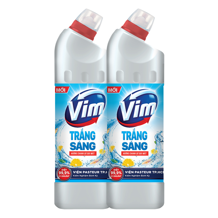 Combo 2 chai 870ml Vim Diệt Khuẩn Trắng Sáng Hương Chanh Sả Dịu Mát