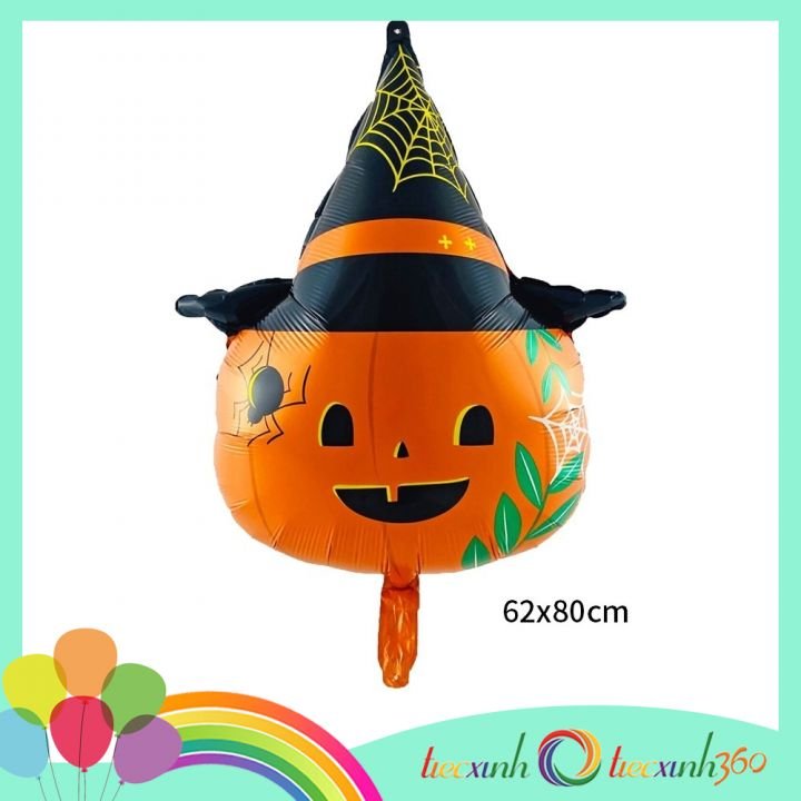 Bong bóng trang trí Halloween hình đầu bí đội nón