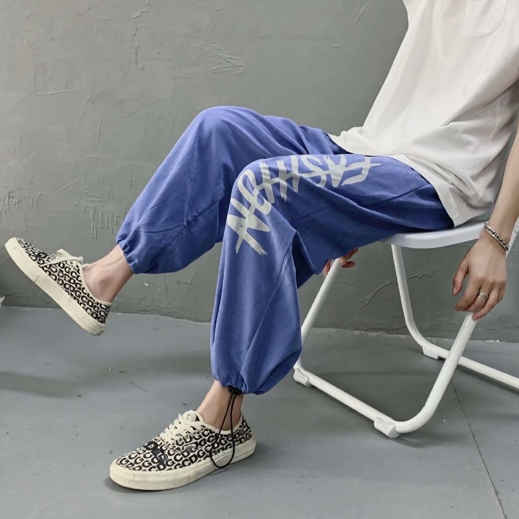 Quần Dài Nam Ống Rộng Có In Chữ Phong Cách Hip Hop