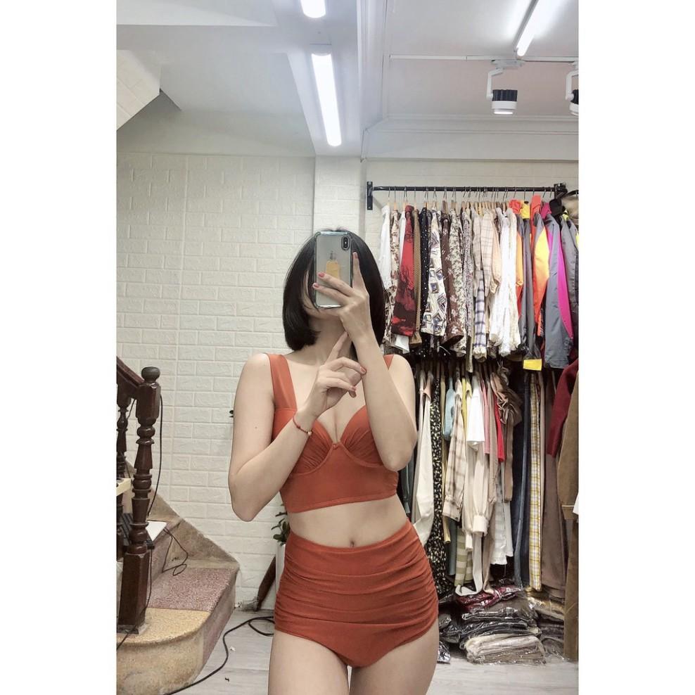 freeship Bikini 2 mảnh cam ️Freeship️ bản to quần cạp cao che bụng mặc đi biển đi bơi mới nhất