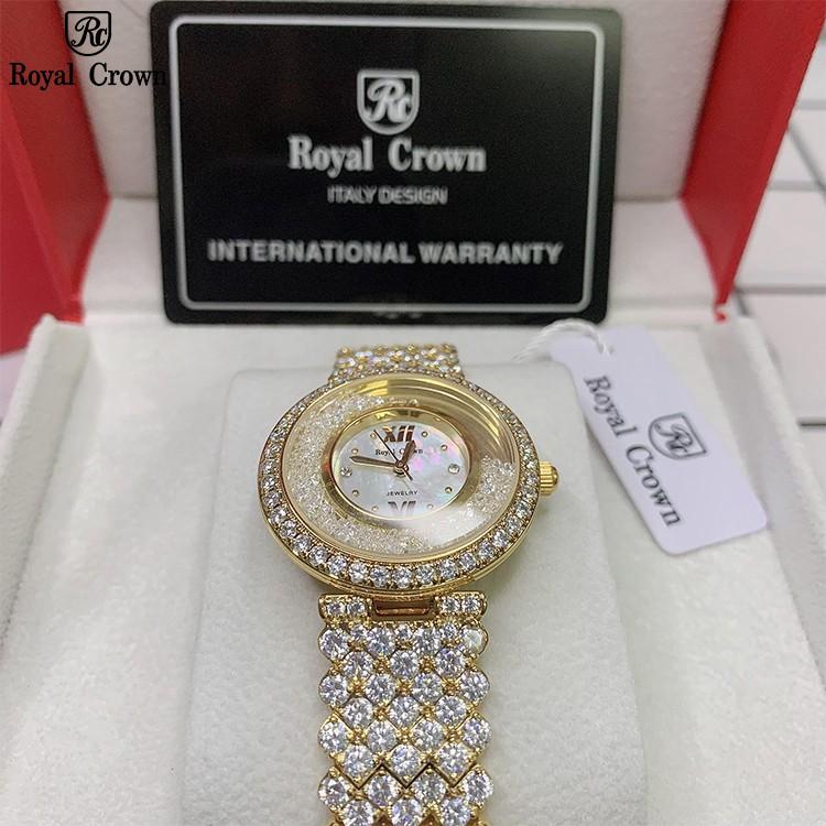 Đồng Hồ Nữ Chính Hãng Dây Kim Loại Đính Đá Royal Crown 2606 Jewelry Chống Nước Chống Xước