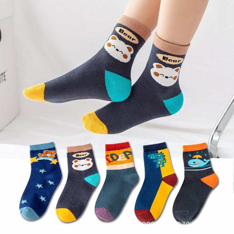 Set 5 đôi tất len cao cổ cho bé trai và bé gái nhiều màu sắc size từ 1 đến 13 tuổi