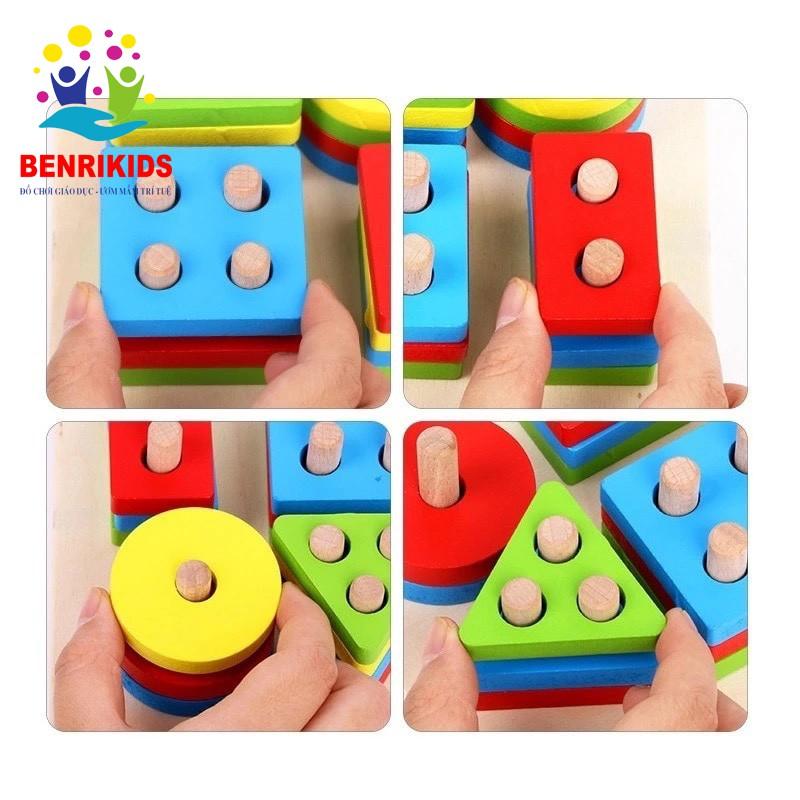 HÀNG MỚI VỀ Bảng Chuỗi Thả Hình Shape String Bằng Gỗ Cho Bé Học Hình Khối, Màu Sắc