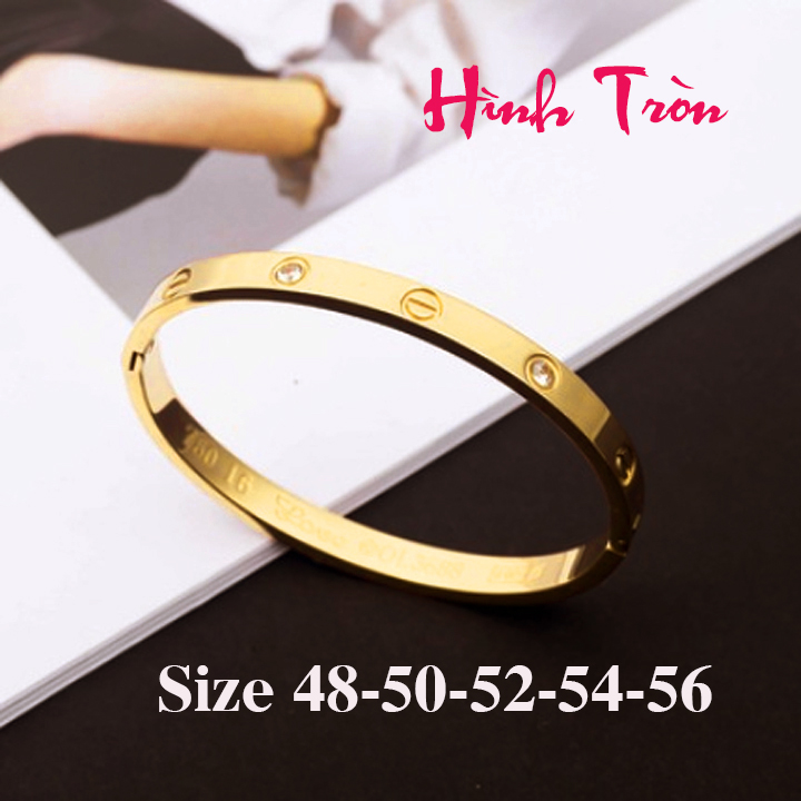 Vòng tay nữ titan cao cấp đính đá hình tròn nhiều size dễ chọn, đem lại vẻ đẹp sang trọng cho người đeo