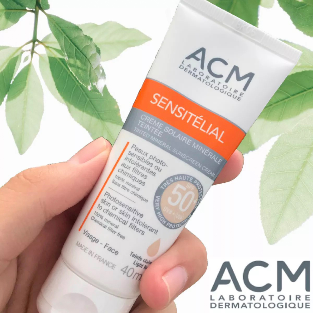 Kem Chống Nắng Che Khuyết Điểm Cho Mọi Loại Da ACM Sensitelial Tinted Mineral Sunscreen Cream SPF50+ 40ml (Có Màu)