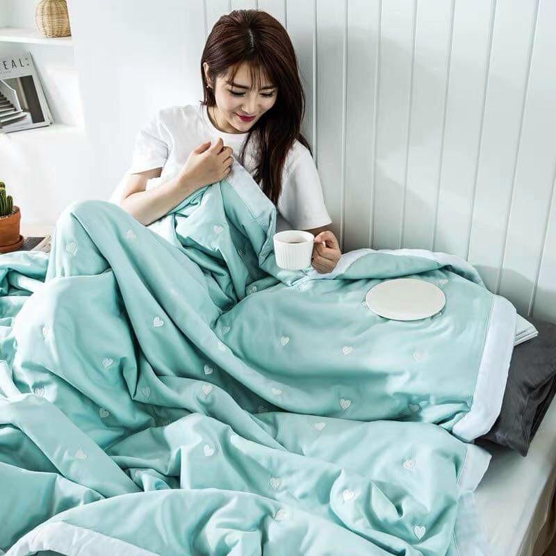 Chăn hè lụa thêu tim hàng nhập khẩu