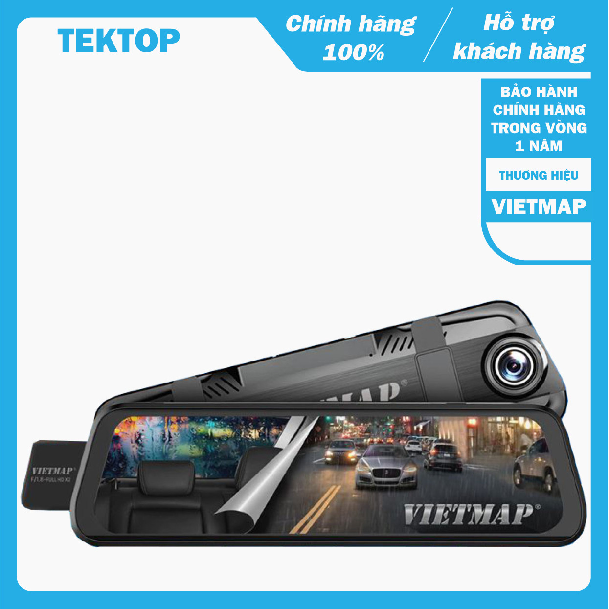 Camera hành trình VietMap G39, Full HD 1080p, màn hình gương điện tử, kết nối wifi, ghi hình ngày đêm siêu nét trước và sau xe ôtô, xe tải - Hàng chính hãng