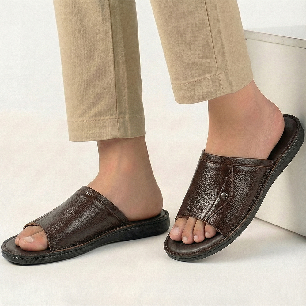 Dép Nam Quai Ngang HA NAM Da Bò Thật Cao Cấp DNA2124