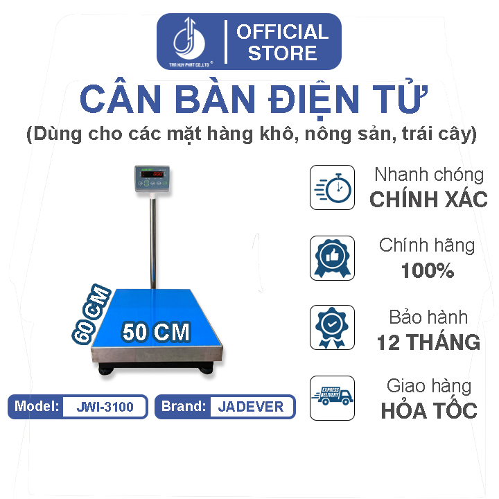 Cân Bàn Điện Tử JWI-3100 - Mặt Bàn Cân 500x600MM