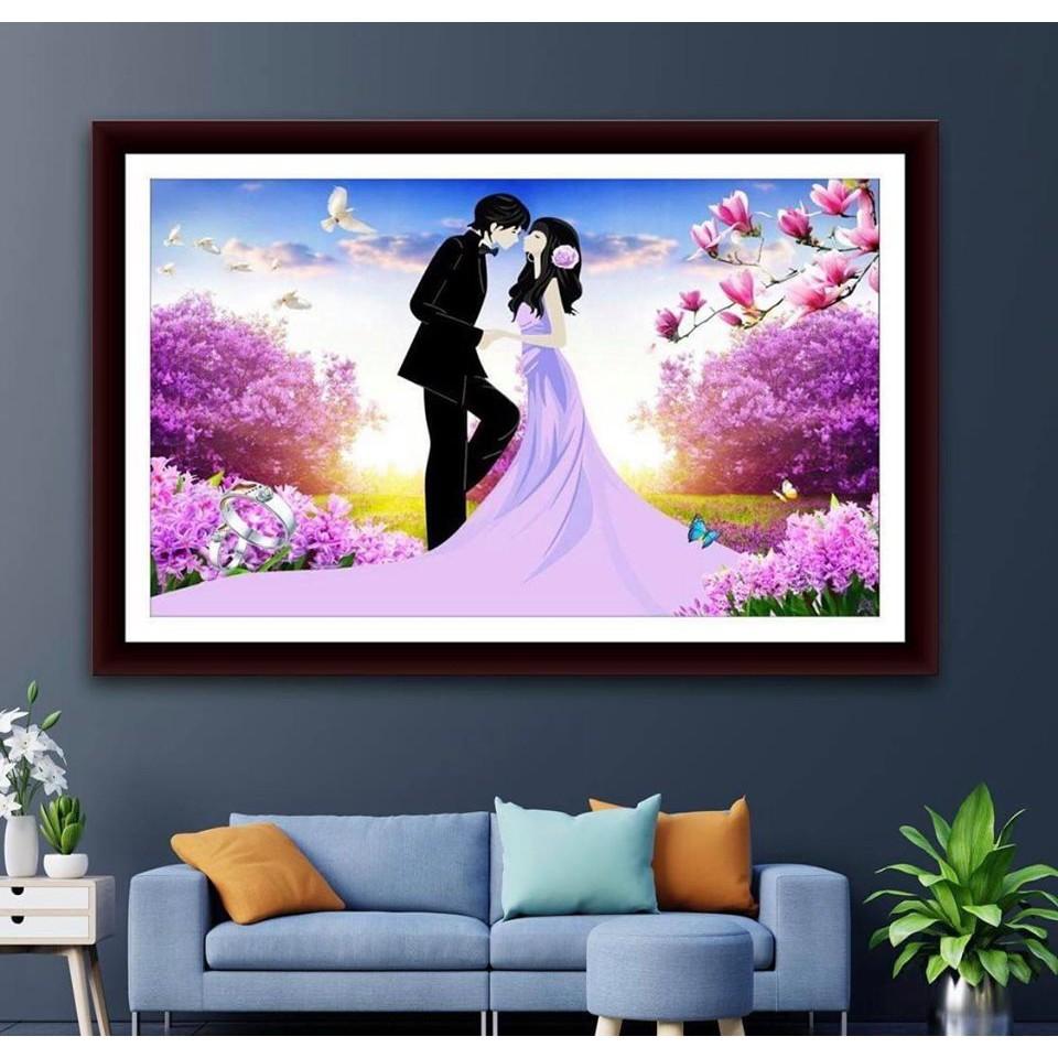 Tranh đá tình yêu hạnh phúc VS416 - kích thước: 76 * 50cm.