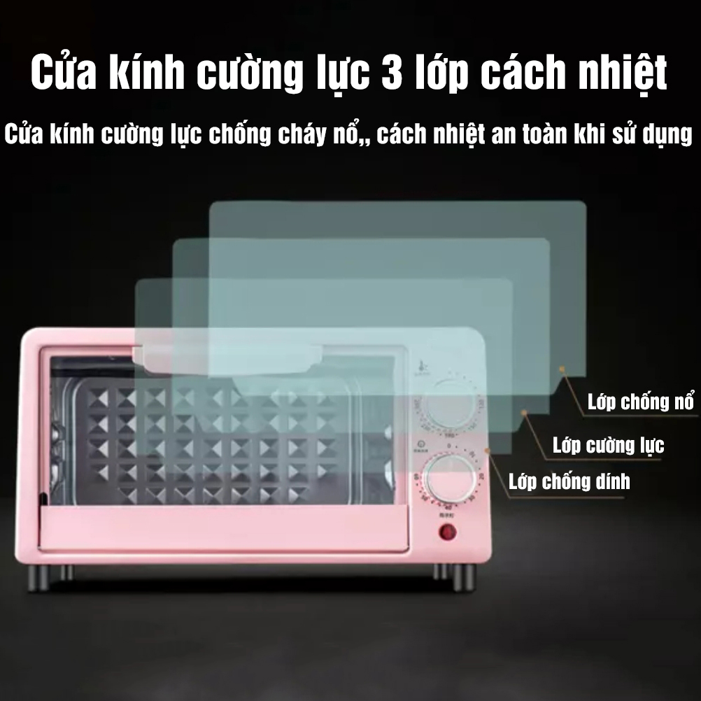 Lò Nướng Điện Mini Lò Nướng Bánh Đa Năng Dung Tích 12 Lít