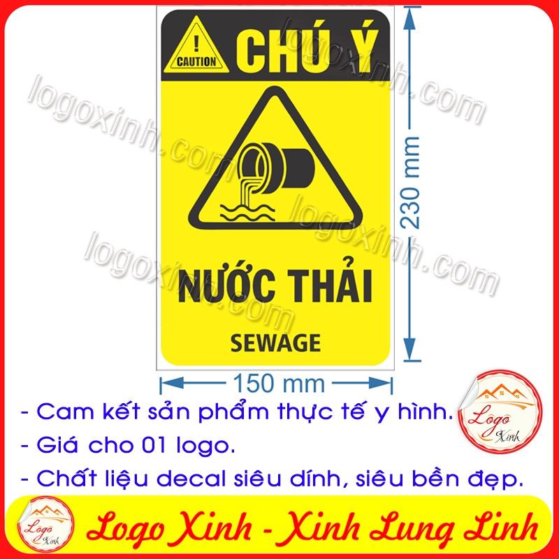 LOGO TEM STICKER CẢNH BÁO NƯỚC THẢI, SEWAGE - BIỂN CẢNH BÁO AN TOÀN LAO ĐỘNG