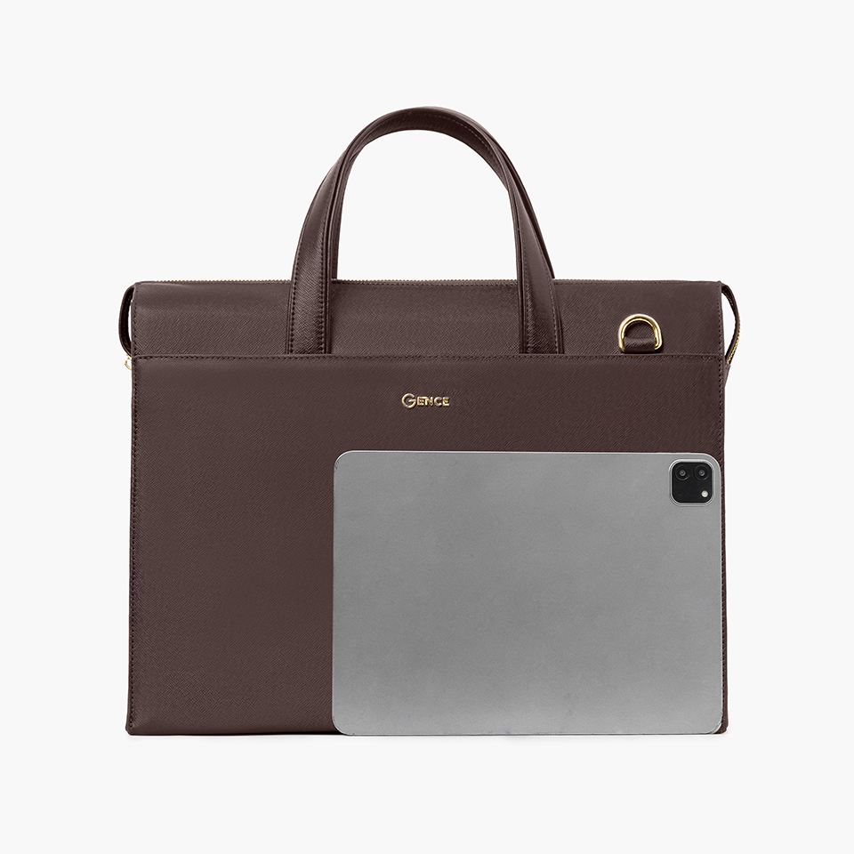 Túi Xách Nam Cặp Da Doanh Nhân GENCE CTS22 Da Bò Khóa Số Cao Cấp Màu Nâu Đậm