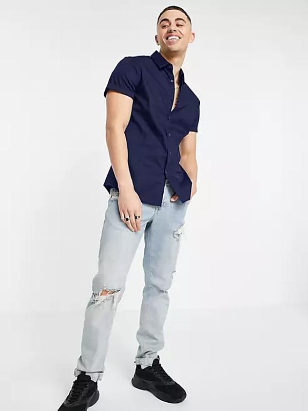 Áo Sơ Mi Tay Ngắn Skinny Fit Shirt - SIZE S