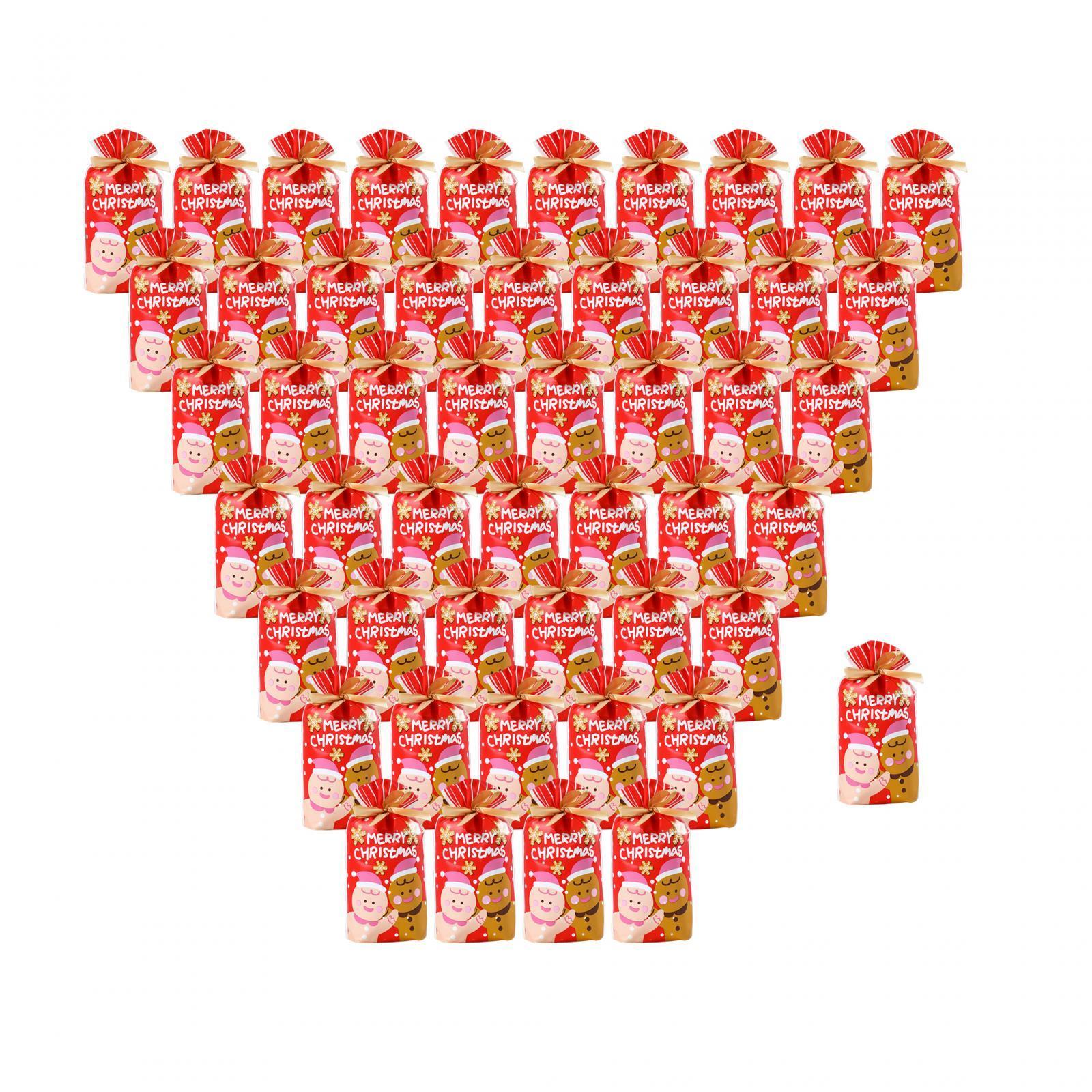 50Pcs Gift Bags Gift Wrapping Bags Christmas Present Bags Xmas Party Favors Reusable Christmas Theme Storage Bags Cookie Bags