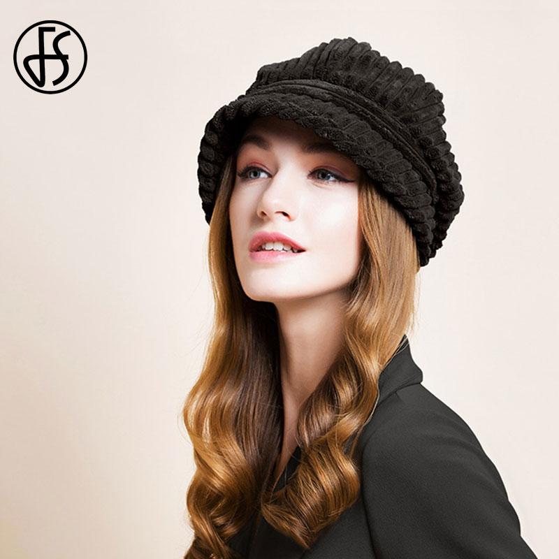 FS Trắng Mũ Nồi Nắp Mùa Thu Đông Nữ Đi Hình Bát Giác Nón Nữ Nón Kết Thời Trang Ren Định Vintage Nâu Đen Mũ Nồi