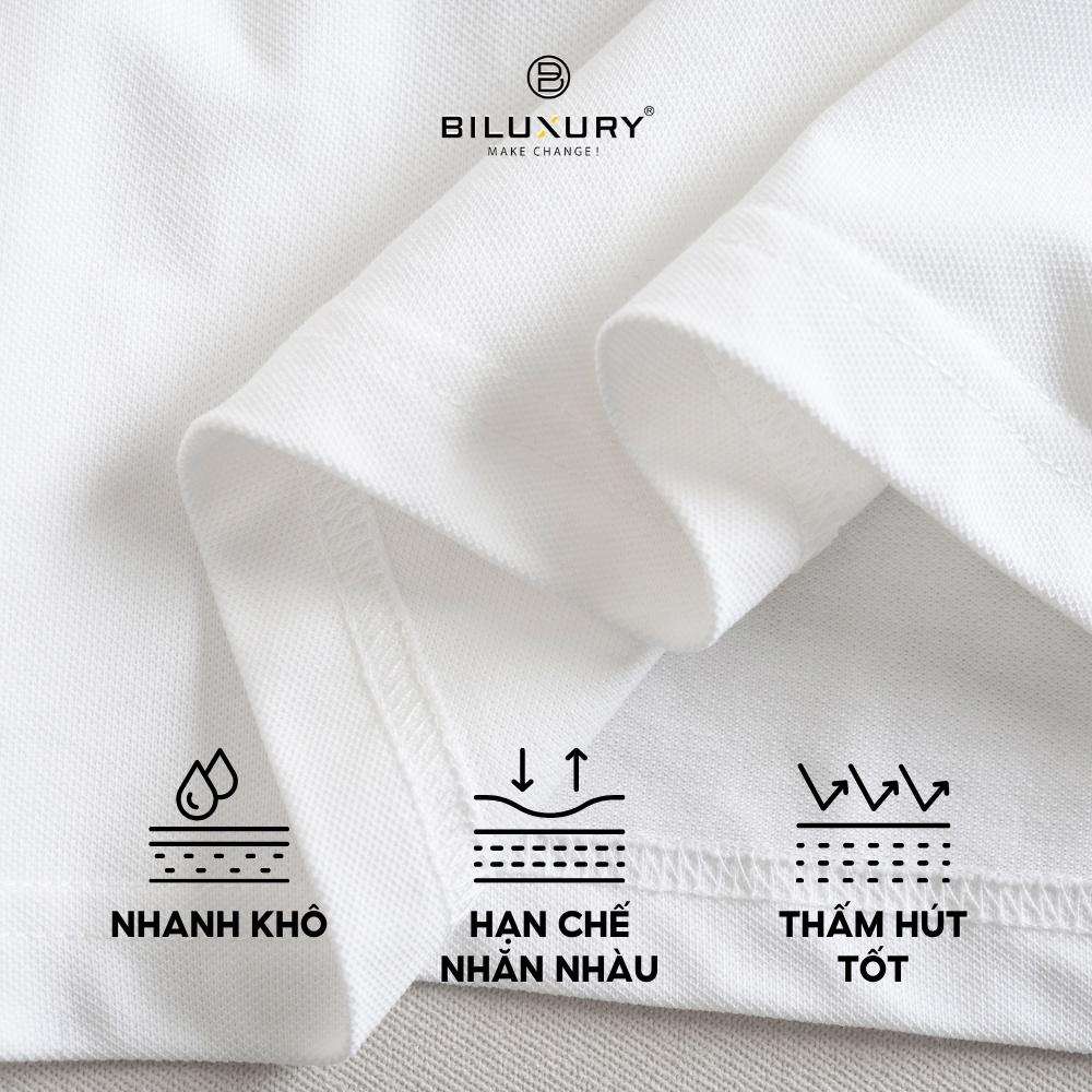 Áo Thun Polo Nam Biluxury 6APCT003TRK Hoạ Tiết Cổ Ve Lật Nẹp V Thanh Lịch Chất Vải Cá Sấu Pique Cao Cấp