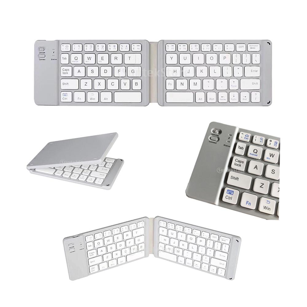 BT Keyboard 67 Keys Slim Thin Mini Foldable Bluetooth Keyboard, Gray