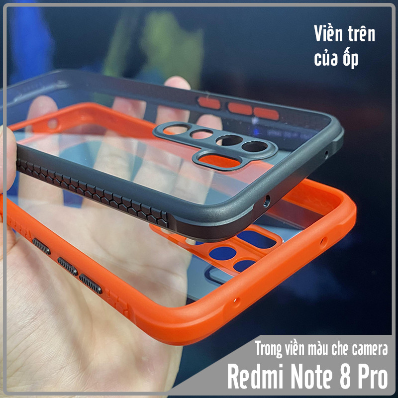 Ốp lưng cho Xiaomi Redmi Note 8 Pro trong viền màu che camera 4 Gốc chống sốc