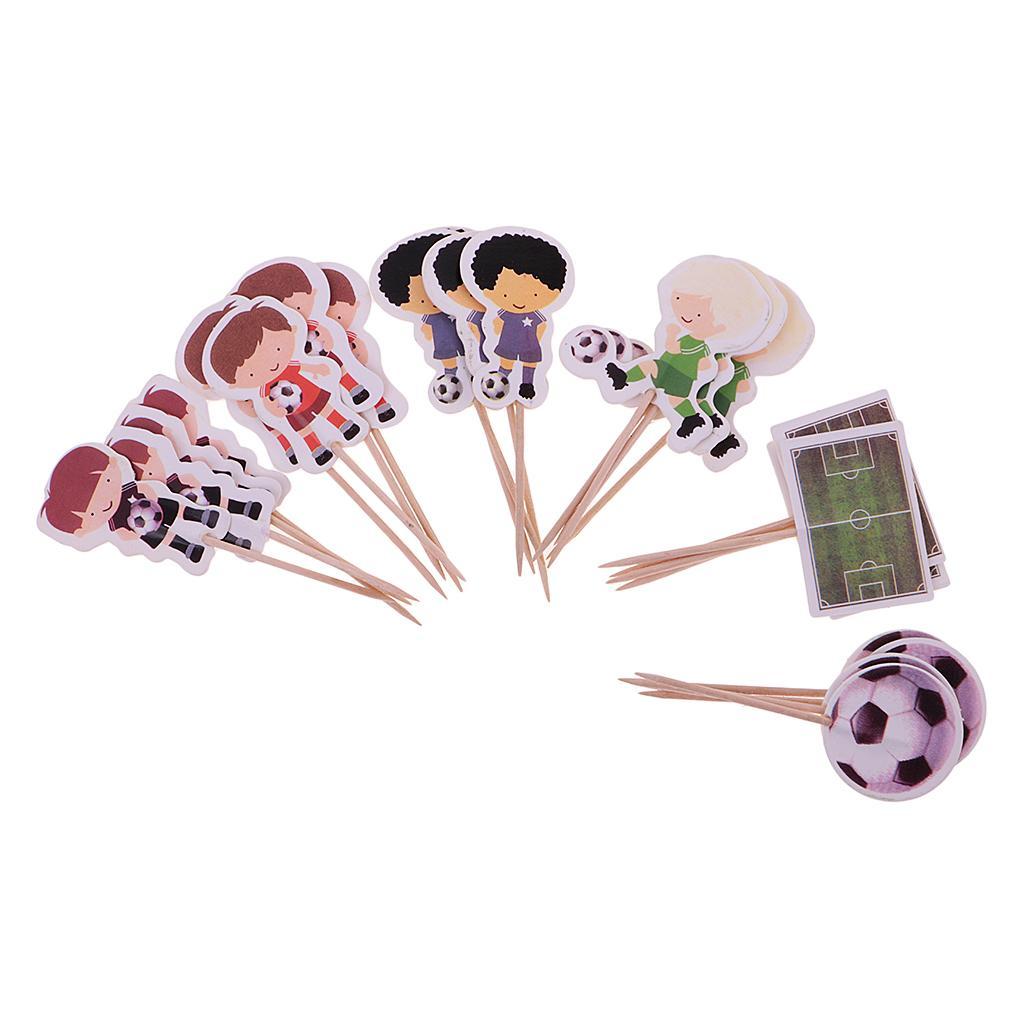 2x Set of 24 Football Cake Cupcake Decorative Cupcake Topper for Kids Birthday Party Themed Shower