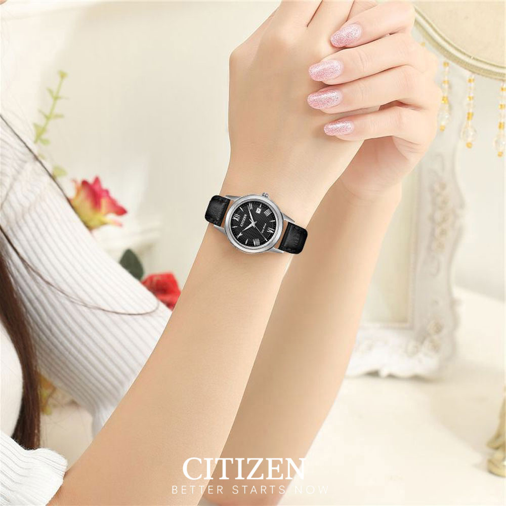 Đồng Hồ Nữ Citizen Dây Da FE1081-08E - Mặt Đen