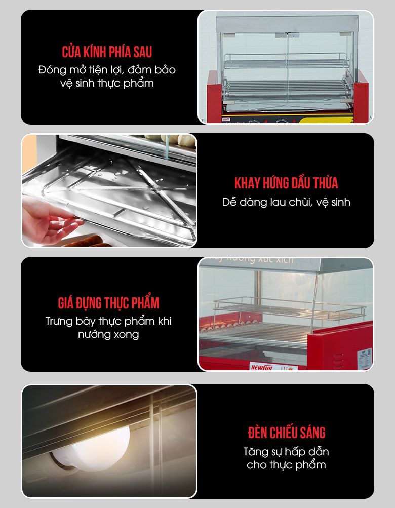 Máy nướng xúc xích 11 thanh CY-11 (kính vuông) NEWSUN - Hàng chính hãng