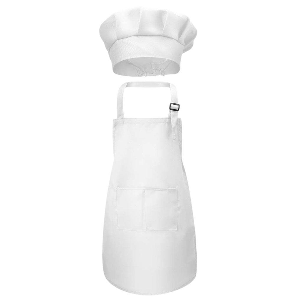 Sharprepublic Kids Apron Chef Hat Set Adjustable Bib Front Pocket for Crafting