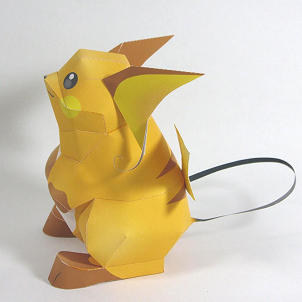 Mô hình giấy Pokemon Raichu - In mực thường - Giấy ảnh A4 135gsm