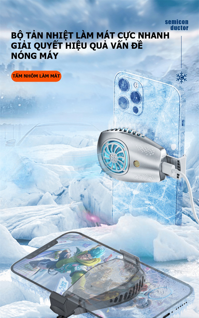 Đế tản nhiệt điện thoại K3 làm lạnh bán dẫn có đèn LED siêu đẹp tốc độ quạt 7000 vòng/ phút