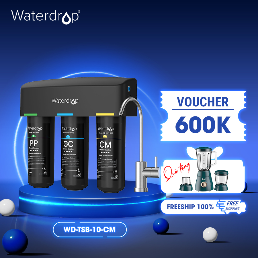 Bộ lọc gầm Waterdrop WD-TSB-10-CM 3 tầng với vòi nước chuyên dụng