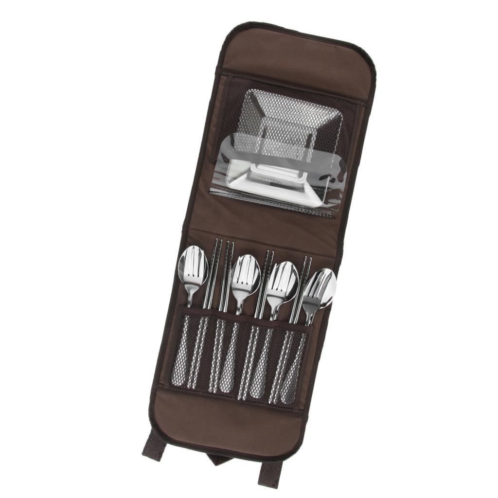 17Pieces Stainless Steel Cutlery Set Chopsticks Spoon Fork Set Flatware