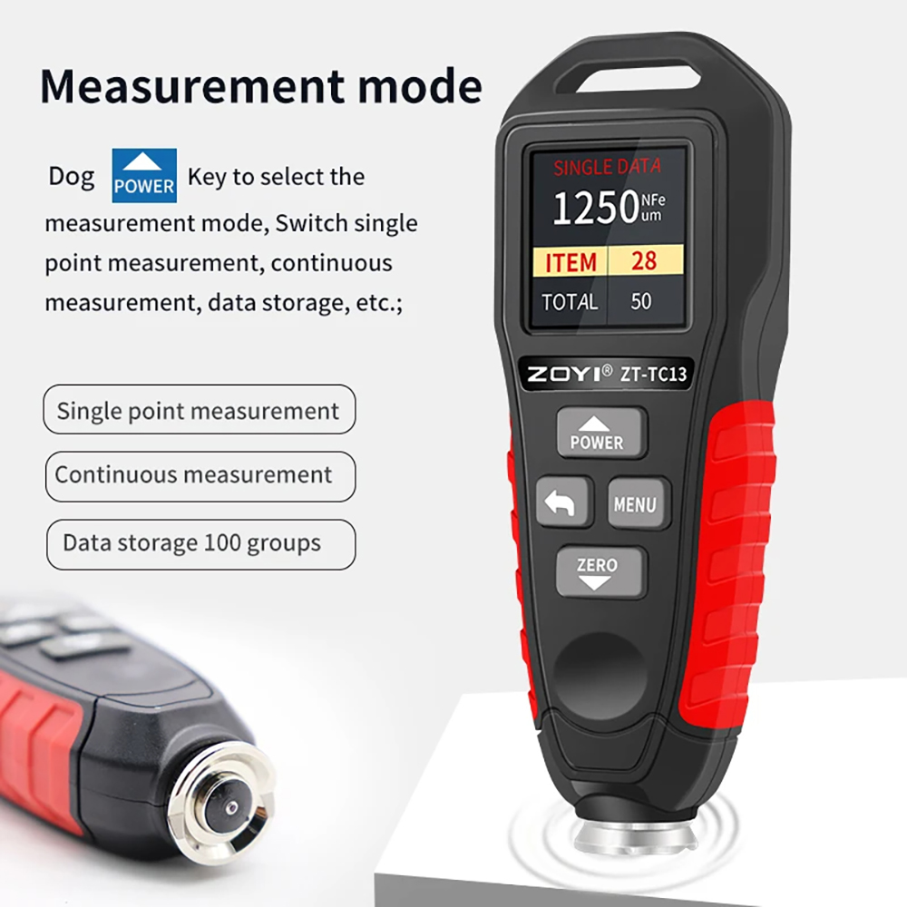 Máy Kiểm Tra Độ Dày Lớp Phủ Cầm Tay ABG zoyi ZT-TC13 Máy Kiểm Tra Bề Mặt Sơn, Đo Độ Dày Lớp Mạ Kẽm, Máy Đo Độ Dày Sơn,… Hàng Chính Hãng