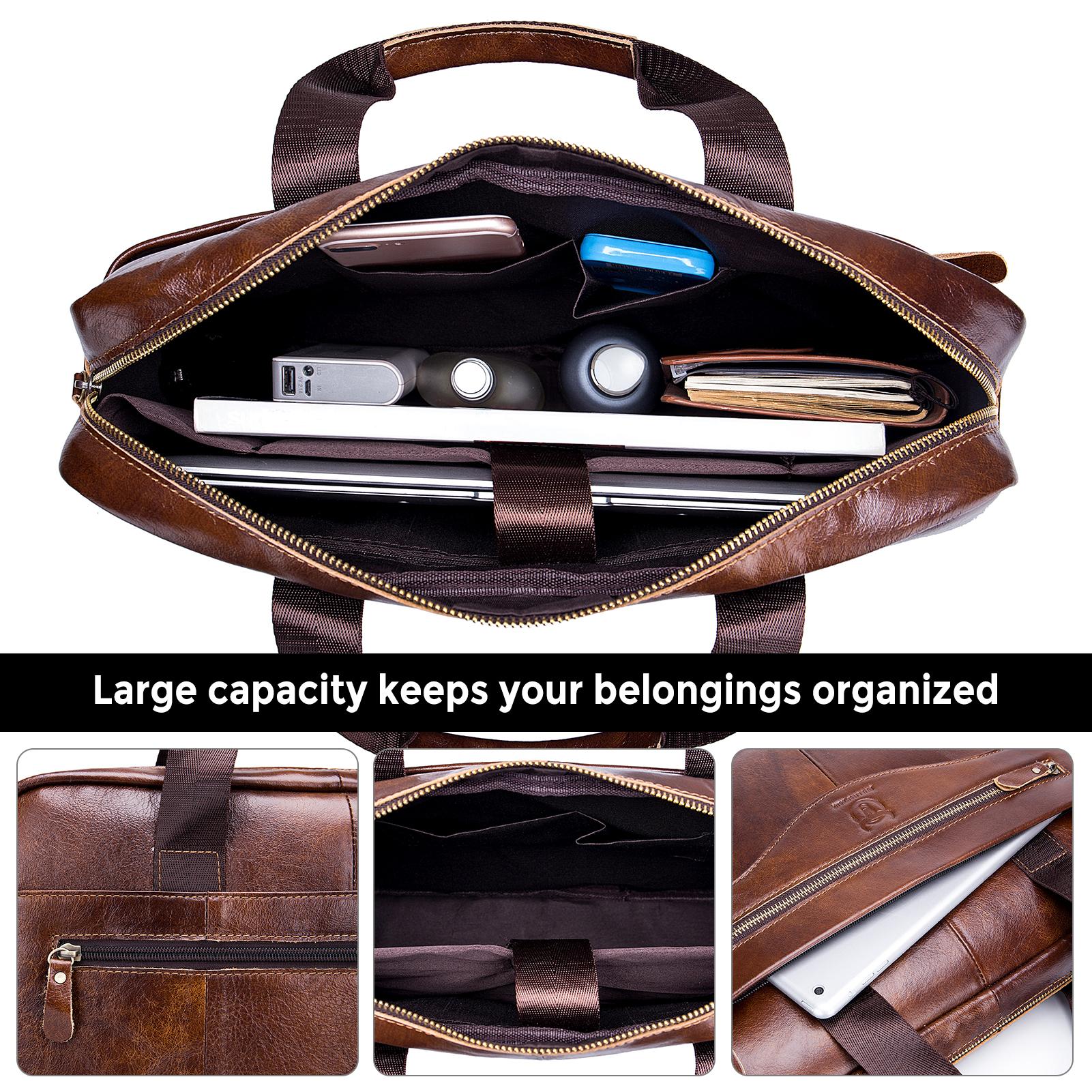 Men Leather Messenger Bag Satchel Bag Crossbody Shoulder Bag for Office School College Business Travel Bag