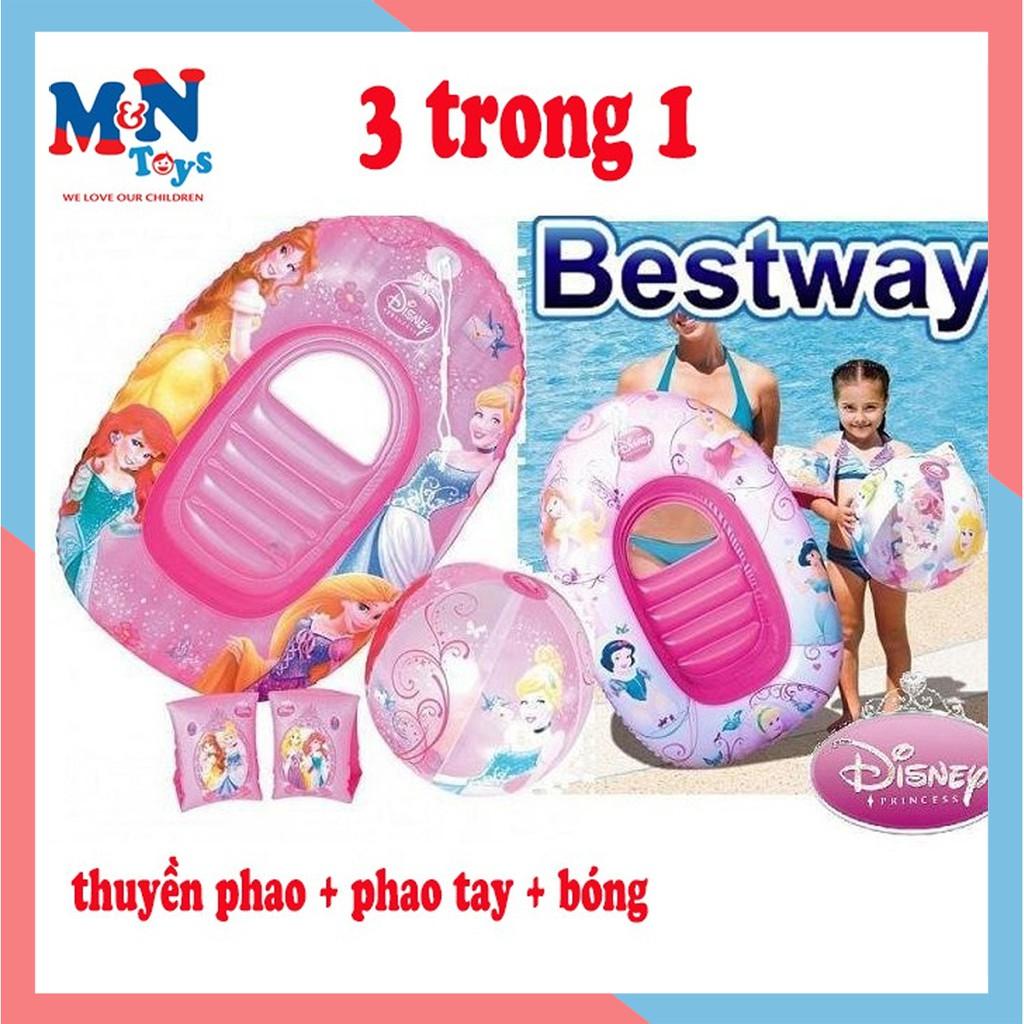 Combo đồ bơi thuyền,phao tay + bóng Disney 91054 hình công chúa