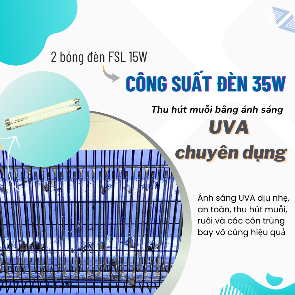 Đèn diệt muỗi côn trùng công nghiệp model CN05 Công Suất 35w-diện tích 100m2