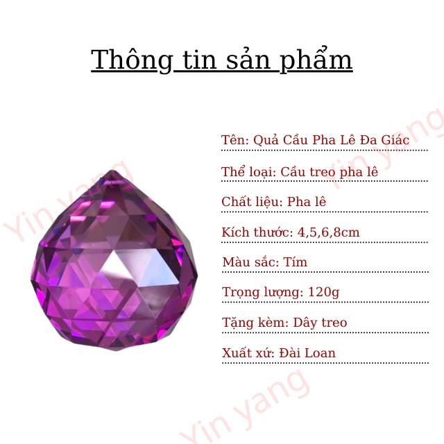 Quả cầu treo pha lê phong thủy đa giác màu tím