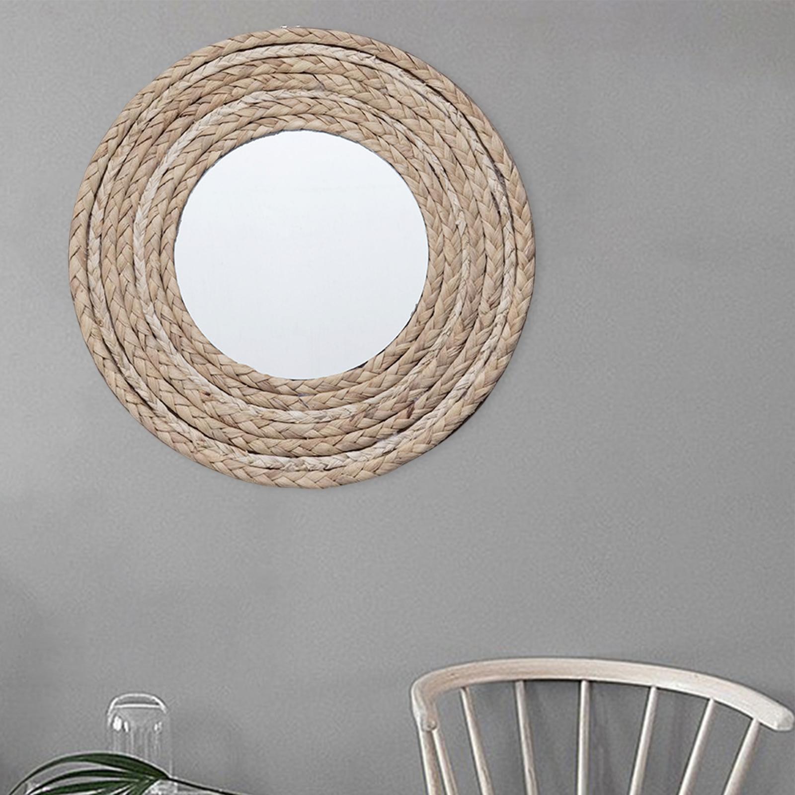Hanging Wall Mirror,Art Ornament Beads Round Decorative Mirror,Art Ornament for Apartment Home Bedroom Living Room