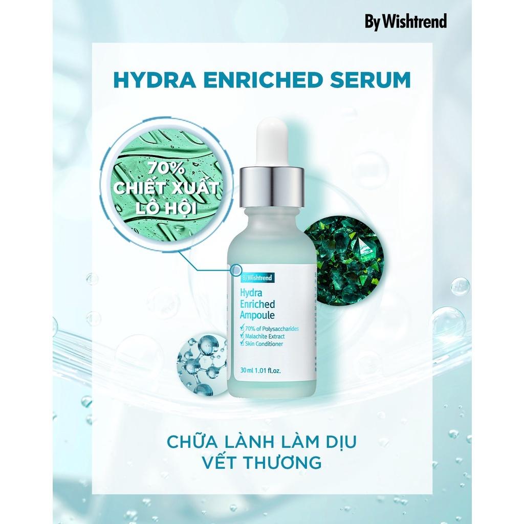 Combo By Wishtrend tinh chất Hydra Enriched Ampoule 30ml + 2 mặt nạ giấy Natural Vitamin 21.5% Sheet Mask 23ml